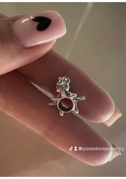 Disney Mickey ve Minnie Mouse Uçak Charm 925 Ayar Gümüş