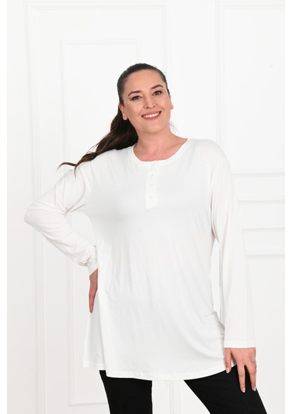 Kadın Düğme Detaylı Büyük Beden Bluz 1376-23 fiyatları