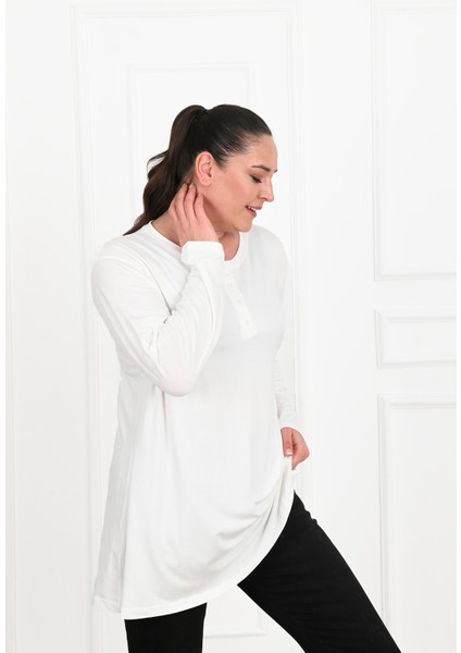 Kadın Düğme Detaylı Büyük Beden Bluz 1376-23 modelleri