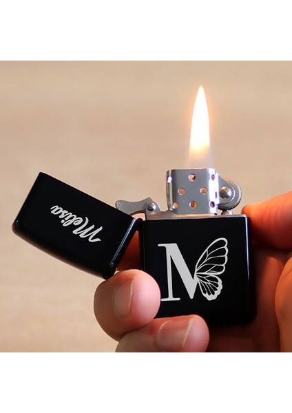Kişiye Özel Isimli Benzinli Siyah Zippo Çakmak