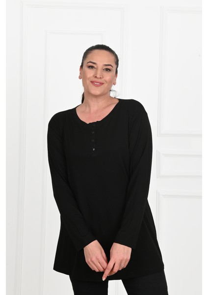 Kadın Düğme Detaylı Büyük Beden Bluz 1376-23 fiyatları