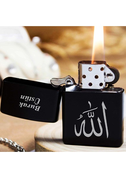 Kişiye Özel Isimli Benzinli Siyah Zippo Çakmak - Arapça Allah Yazısı fiyatları