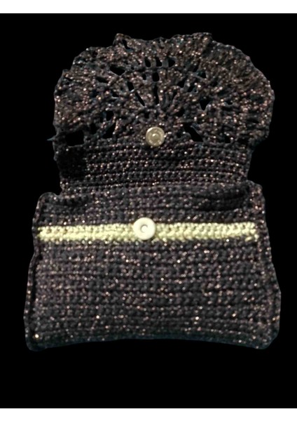 Müjde Home & Butik Çanta Simli Clutch Kapaklı El Yapım Örgü modelleri