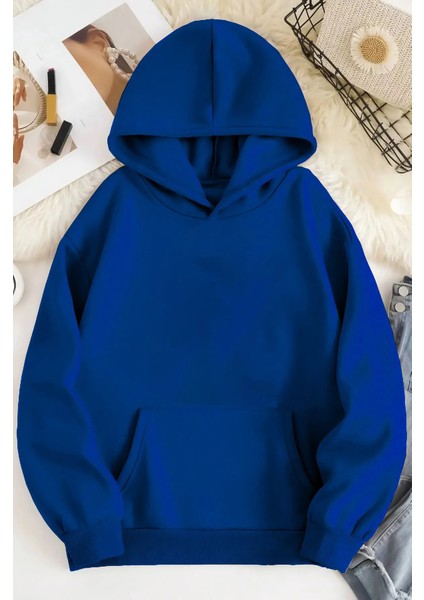 Unisex Basic Kapüşonlu Cepli Sweatshirt