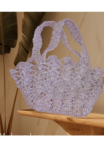 Home &butik Rafya Ipten Midye Yelpaze El Yapımı Örgü