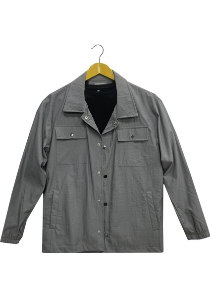 Erkek Uzun Kol Cepli Slim Fit Yağmurluk Ceket