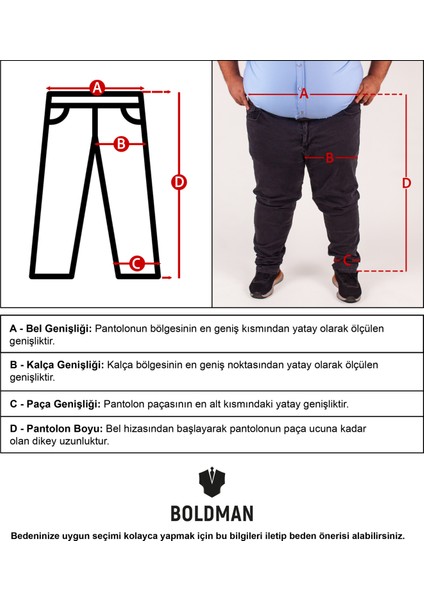 Büyük Beden Erkek Mavi Likralı Kot Jeans Denim Pantolon