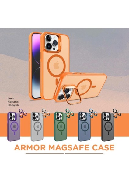 iPhone 15 Pro Max Kamera Lens Koruma Hediyeli Magsafe Şarj Özellikli Standlı Lüks Kılıf modelleri