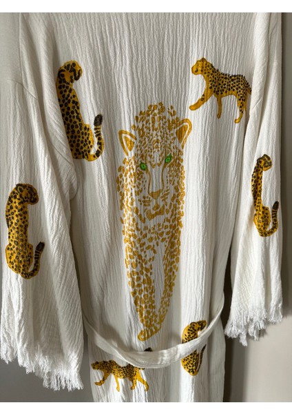 Müslin Kaplan Baskılı Kimono
