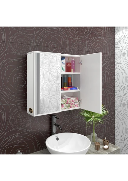 Kenzlife  Banyo Ecza Dolabı Aynalı Kapablanka Byz 060*060*17 Çamaşır Mutfak Ofis Kitaplık