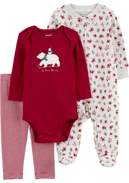 Kız Çocuk Tulum Body Pantolon Set 3'lü Paket