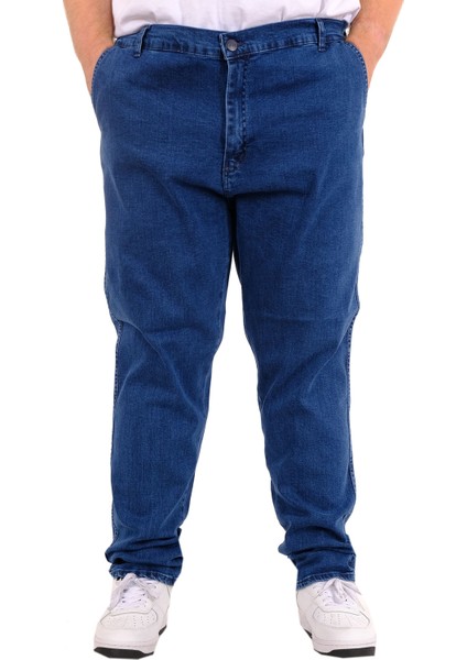 Mode Xl Büyük Beden Erkek Kot Pantolon Yan Cep Chıno 18880 Açık Mavi