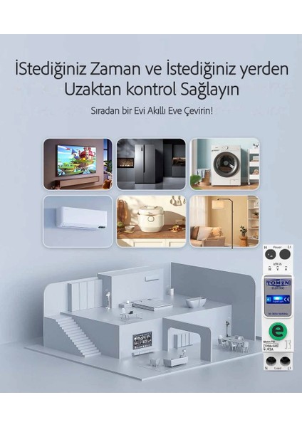 Akıllı Kaçak Akım ve Voltaj Akım Koruma Rölesi 63A Wifi Özellikli Smartlife