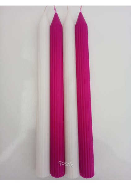 Yılbaşı Özel Serisi 4'lü Beyaz Fuşya Şamdan Doğal Kokulu Soya Mumu Yeni Yıl Noel Uzun Çubuk Konik Mum fiyatları