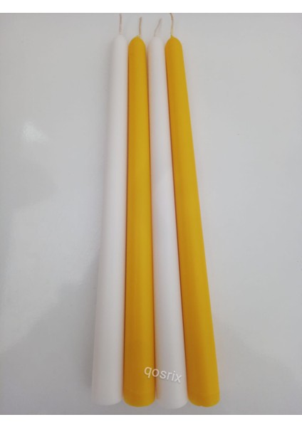 Yılbaşı Özel Serisi 4'lü Sarı Beyaz Şamdan Doğal Kokulu Soya Mumu Yeni Yıl Noel Uzun Çubuk Konik Mum fiyatları