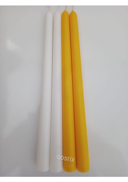 Yılbaşı Özel Serisi 4'lü Sarı Beyaz Şamdan Doğal Kokulu Soya Mumu Yeni Yıl Noel Uzun Çubuk Konik Mum modelleri