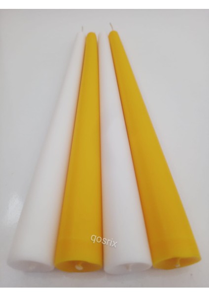 Yılbaşı Özel Serisi 4'lü Sarı Beyaz Şamdan Doğal Kokulu Soya Mumu Yeni Yıl Noel Uzun Çubuk Konik Mum fırsatları