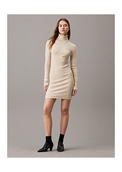 Calvin Klein Woven Label Tıght Sweater Dress