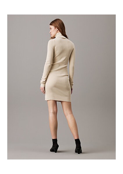 Calvin Klein Woven Label Tıght Sweater Dress