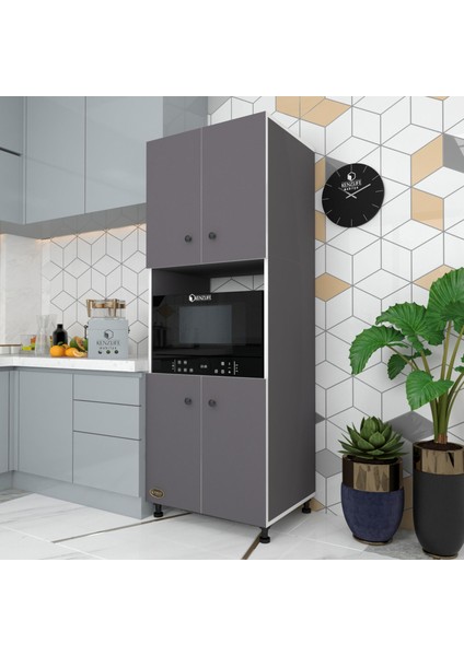 Kenzlife fırın dolabı cahide gri 180*65*50 mutfak XLARGE ayaklı banyo kiler ofis