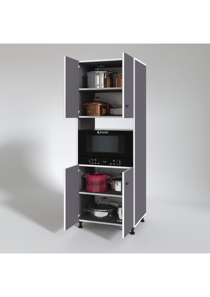 Kenzlife fırın dolabı cahide gri 180*65*50 mutfak XLARGE ayaklı banyo kiler ofis