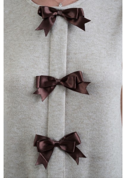 Bej Fiyonk Detaylı Triko Görünümlü Örme Elbise modelleri