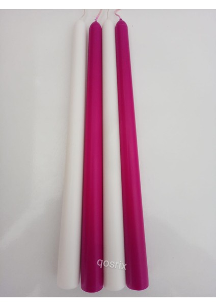 Yılbaşı Özel Serisi 4'lü Beyaz Fuşya Şamdan Doğal Kokulu Soya Mumu Yeni Yıl Noel Uzun Çubuk Konik Mum fiyatları