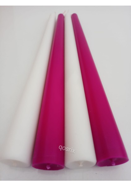 Yılbaşı Özel Serisi 4'lü Beyaz Fuşya Şamdan Doğal Kokulu Soya Mumu Yeni Yıl Noel Uzun Çubuk Konik Mum modelleri