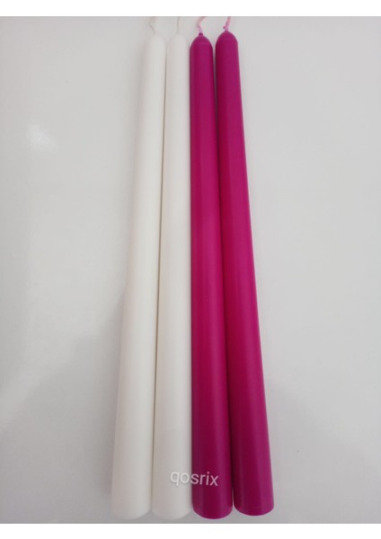 Yılbaşı Özel Serisi 4'lü Beyaz Fuşya Şamdan Doğal Kokulu Soya Mumu Yeni Yıl Noel Uzun Çubuk Konik Mum fırsatları