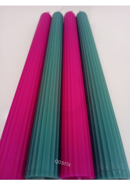 Yılbaşı Özel Serisi 4'lü Fuşya Açık Petrol Yeşili Şamdan Doğal Kokulu Soya Mumu Yeni Yıl Noel Uzun Çubuk Konik Mum fiyatları