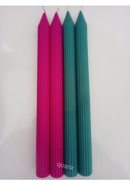 Yılbaşı Özel Serisi 4'lü Fuşya Açık Petrol Yeşili Şamdan Doğal Kokulu Soya Mumu Yeni Yıl Noel Uzun Çubuk Konik Mum fırsatları