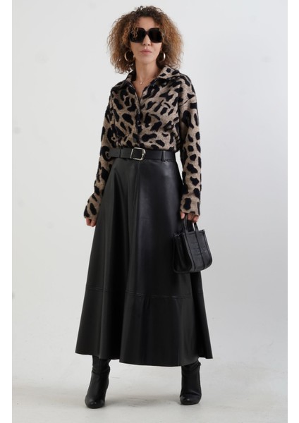 Camel Leopar Desenli Triko Ceket fiyatları