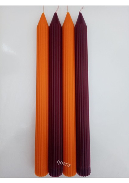 Yılbaşı Özel Serisi 4'lü Turuncu Bordo Şamdan Doğal Kokulu Soya Mumu Yeni Yıl Noel Uzun Çubuk Konik Mum modelleri