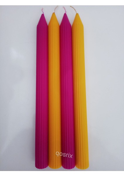 Yılbaşı Özel Serisi 4'lü Fuşya Sarı Şamdan Doğal Kokulu Soya Mumu Yeni Yıl Noel Uzun Çubuk Konik Mum fiyatları