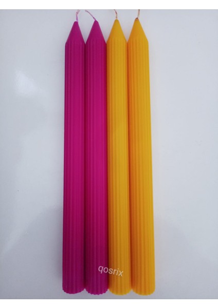 Yılbaşı Özel Serisi 4'lü Fuşya Sarı Şamdan Doğal Kokulu Soya Mumu Yeni Yıl Noel Uzun Çubuk Konik Mum fırsatları