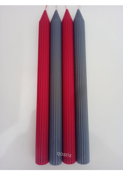 Yılbaşı Özel Serisi 4'lü Kırmızı Gri Şamdan Doğal Kokulu Soya Mumu Yeni Yıl Noel Uzun Çubuk Konik Mum fiyatları