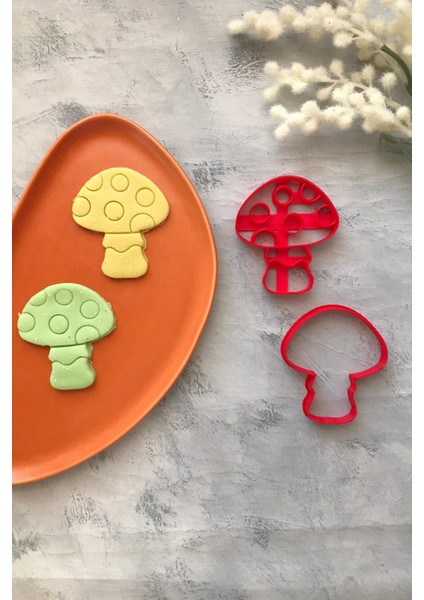 2'li Mantar Hamur Şekillendirici , Kurabiye Kalıbı, Seramik, Polimer Kil