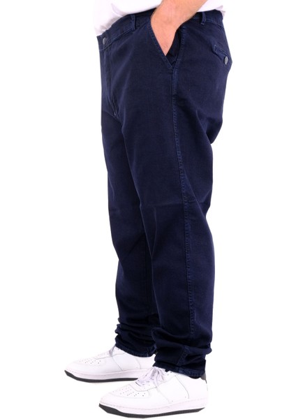 Mode Xl Büyük Beden Erkek Kot Pantolon Yan Cep Chıno 18880 Lacivert