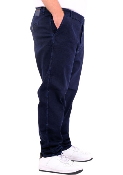 Mode Xl Büyük Beden Erkek Kot Pantolon Yan Cep Chıno 18880 Lacivert