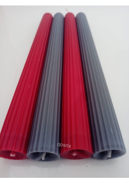 Yılbaşı Özel Serisi 4'lü Kırmızı Gri Şamdan Doğal Kokulu Soya Mumu Yeni Yıl Noel Uzun Çubuk Konik Mum modelleri