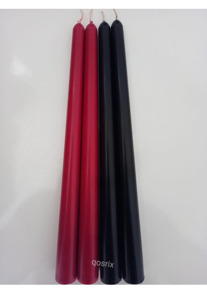 Yılbaşı Özel Serisi 4'lü Kırmızı Siyah Şamdan Doğal Kokulu Soya Mumu Yeni Yıl Noel Uzun Çubuk Konik Mum modelleri