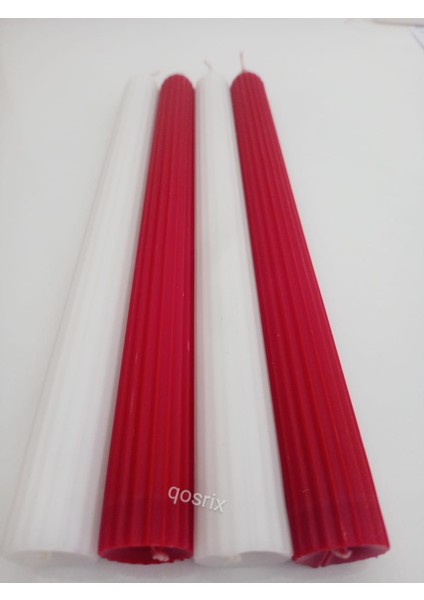 Yılbaşı Özel Serisi 4'lü Kırmızı Beyaz Şamdan Doğal Kokulu Soya Mumu Yeni Yıl Noel Uzun Çubuk Konik Mum modelleri