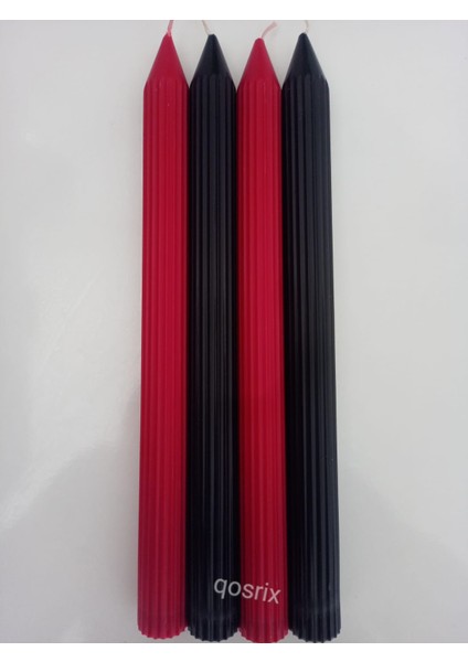 Yılbaşı Özel Serisi 4'lü Kırmızı Siyah Şamdan Doğal Kokulu Soya Mumu Yeni Yıl Noel Uzun Çubuk Konik Mum modelleri