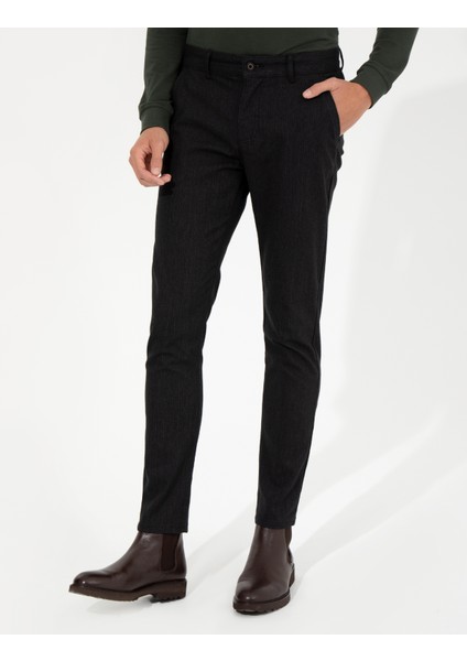 Erkek Siyah Slim Fit Keten Karışımlı Chino Pantolon 50259718-VR046 fiyatları