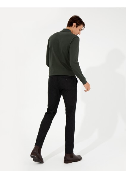Erkek Siyah Slim Fit Keten Karışımlı Chino Pantolon 50259718-VR046 fırsatları
