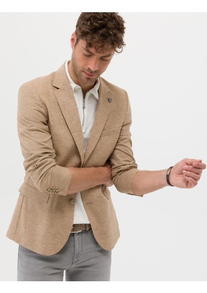 Erkek Camel Ekstra Slim Fit Keten Karışımlı Blazer Ceket 50264619-VR015 fiyatları