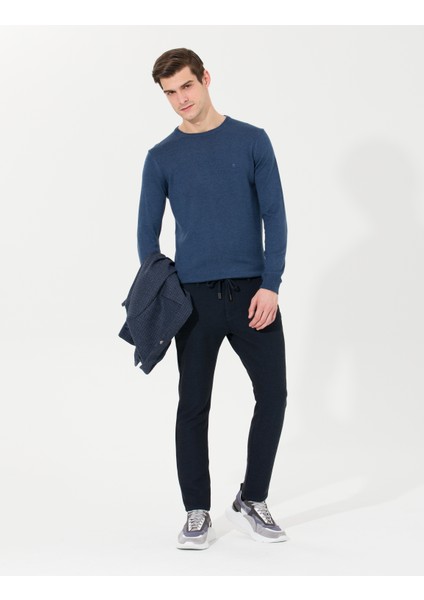 Erkek Lacivert Slim Fit Kanvas Pantolon 50255365-VR033