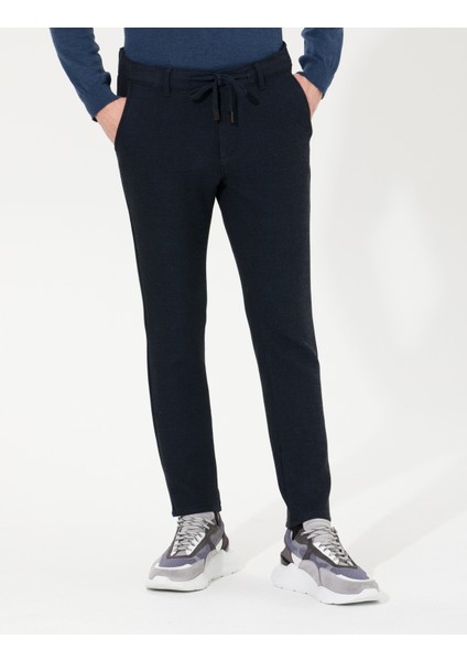 Erkek Lacivert Slim Fit Kanvas Pantolon 50255365-VR033