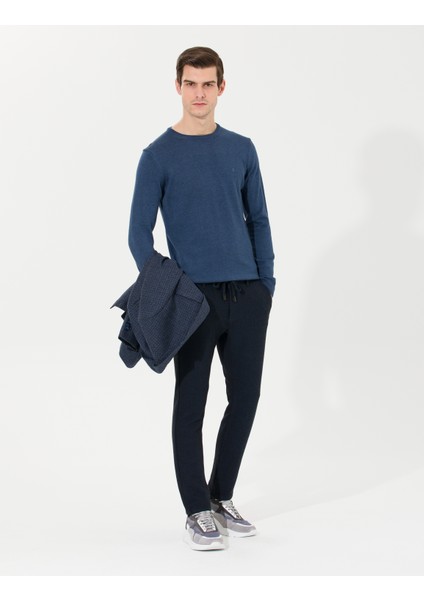 Erkek Lacivert Slim Fit Kanvas Pantolon 50255365-VR033