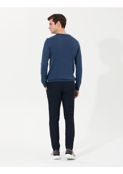 Erkek Lacivert Slim Fit Kanvas Pantolon 50255365-VR033